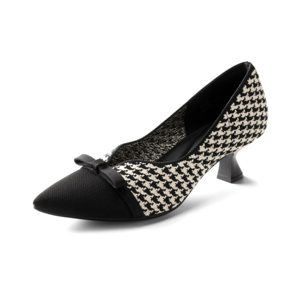 Burudani - Serena Comfortable Knit Low Heel Bow Pumps